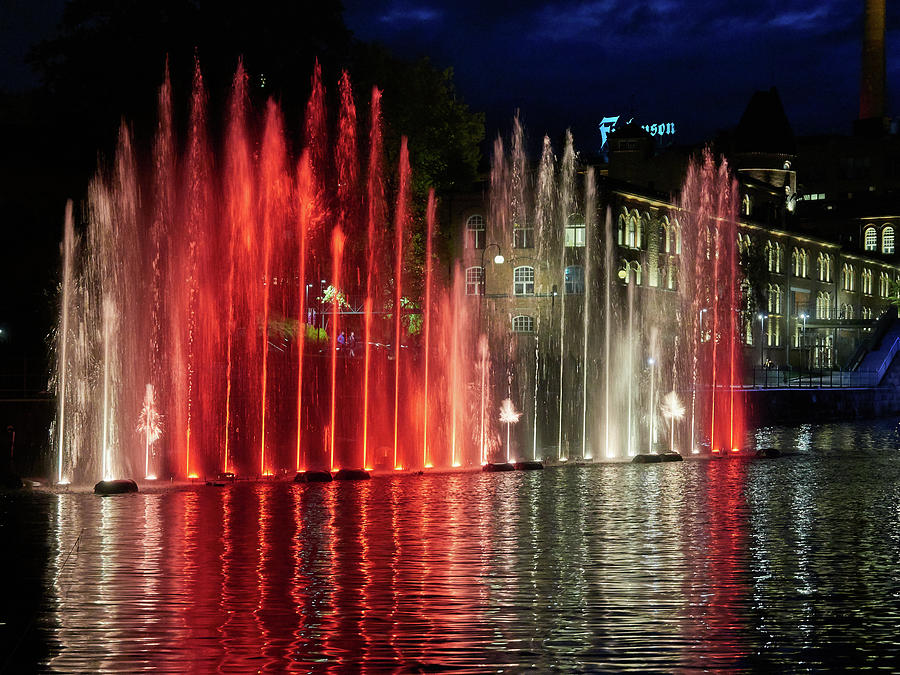 Red And White Fountains Photograph
