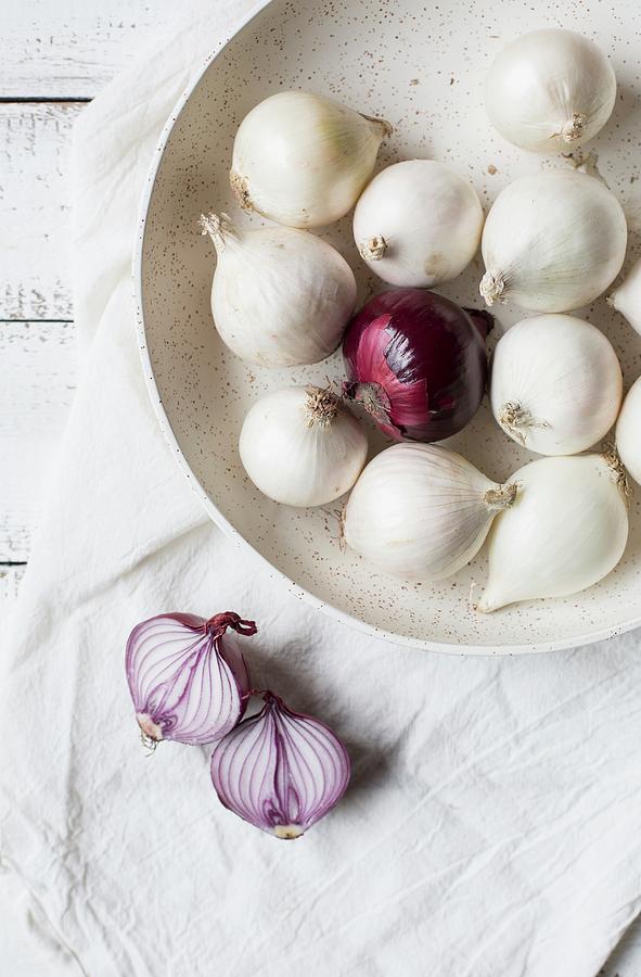 Red And White Onions Photograph by Sabine Steffens