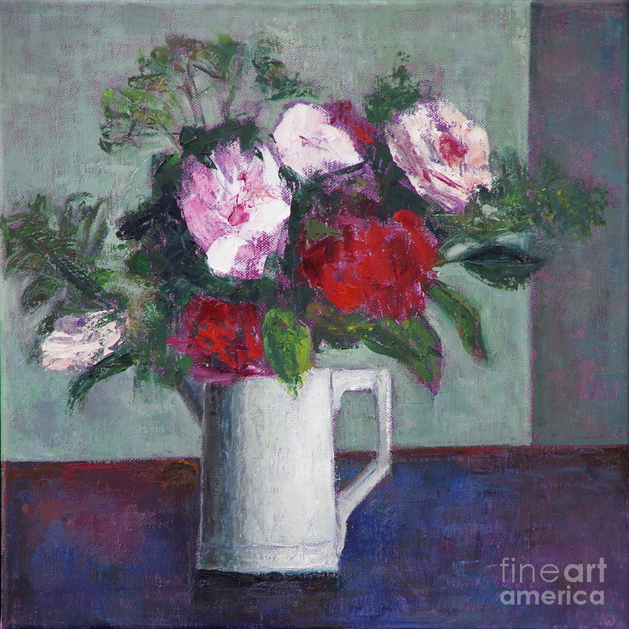 Red And White Roses Painting by Ruth Addinall