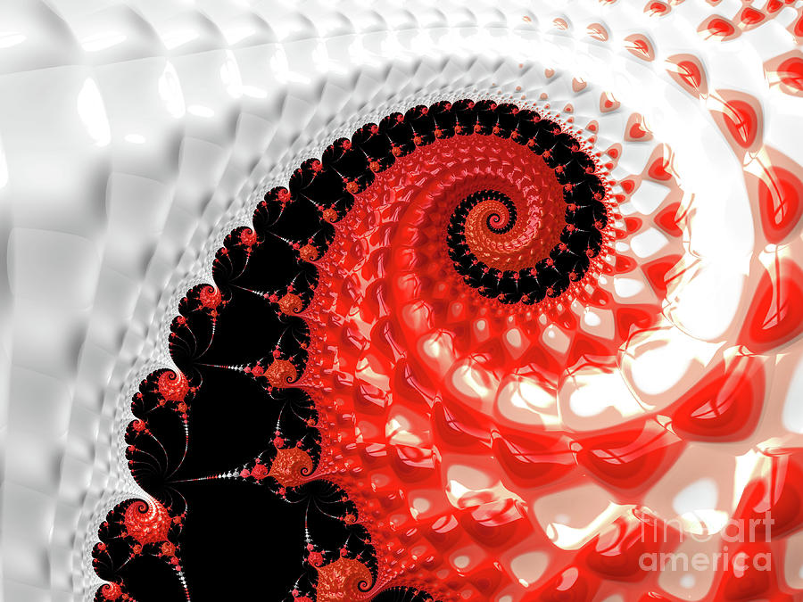 Abstract Digital Art - Red and White Vibrancy by Elisabeth Lucas