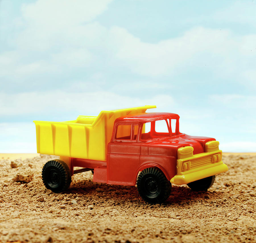 Transportation Drawing - Red and Yellow Dump Truck by CSA Images