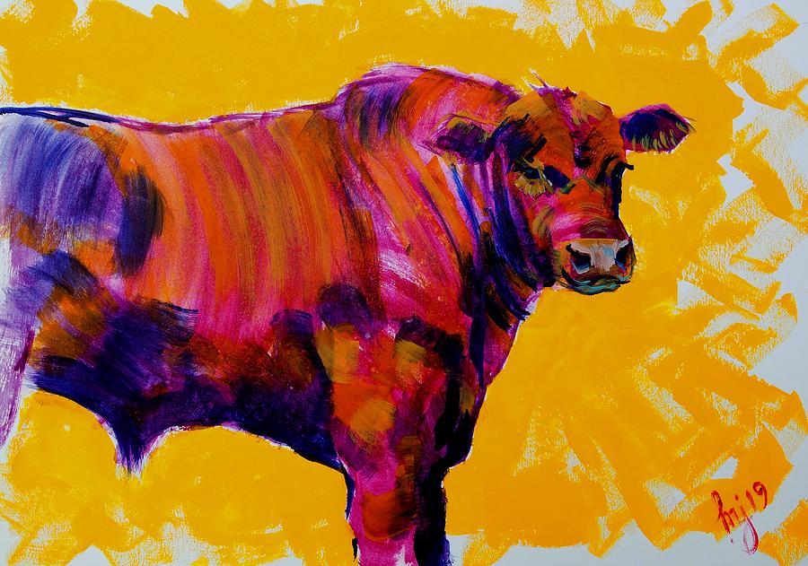 Red Angus Bull Painting Cattle Breed Painting by Mike Jory