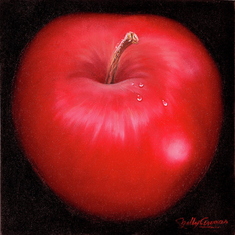 Apple Mixed Media - Red Apple by Nelly Arenas