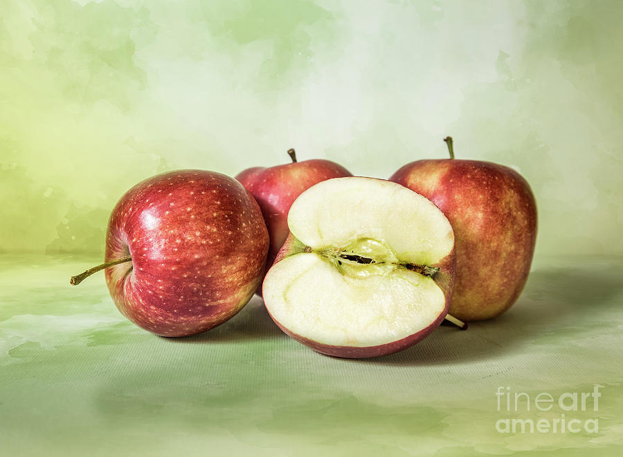 Red Apples On Watercolor Surface Photograph by Wolfgang Werner / 500px