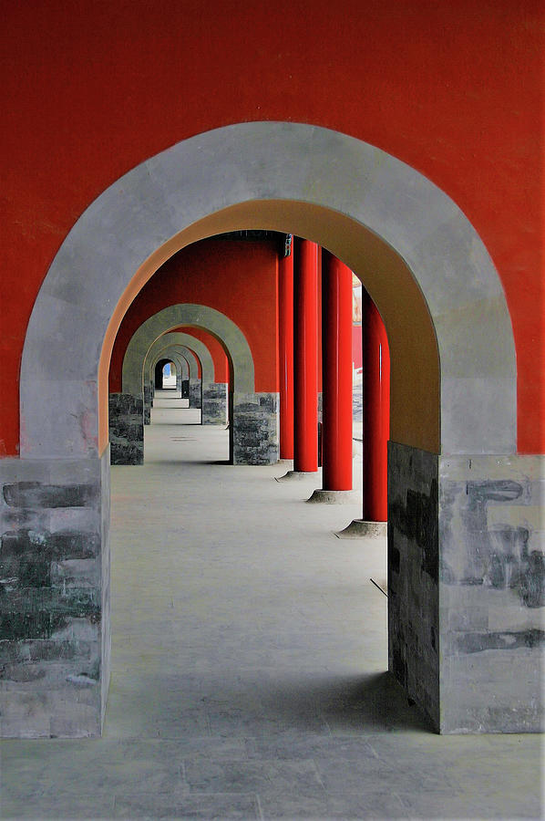 Red Arches Inside The Forbidden City, Beijing, China Photograph by Leslie Struxness