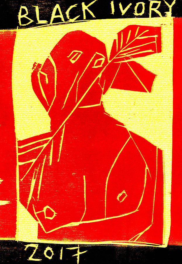 Red, Arrow man Black Ivory Woodcut Poster 30 Digital Art by Edgeworth Johnstone