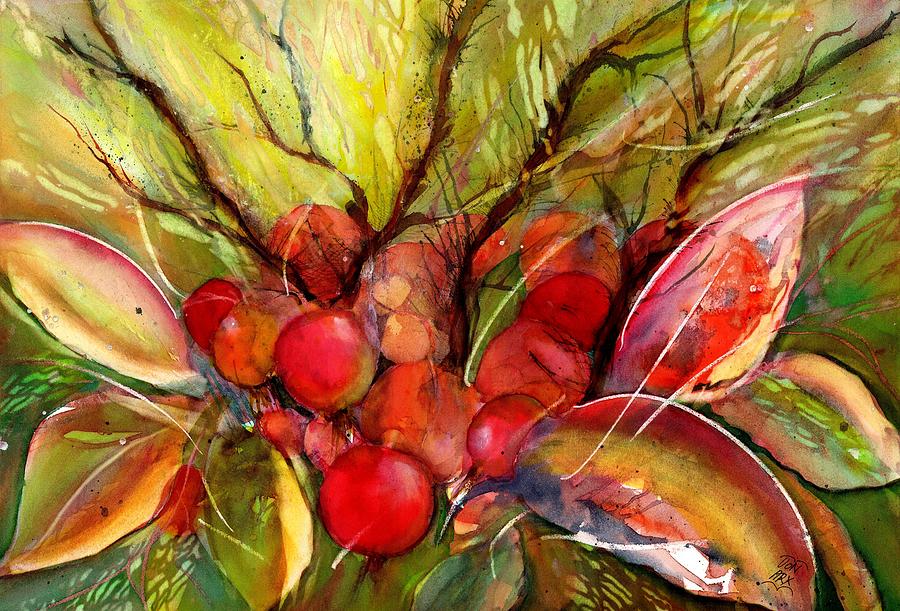 Red Autumn Berries Painting by Sabina Von Arx