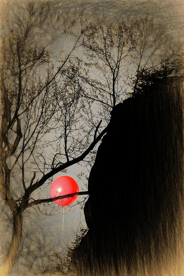 Red Balloon at Chimney Rock Digital Art by John Haldane