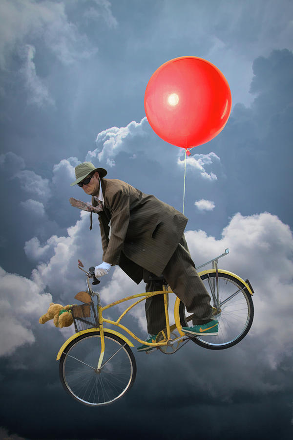 Red Balloon Goes Biking Photograph by John Haldane