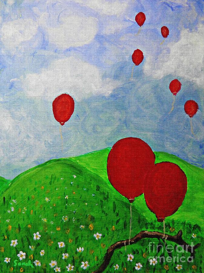 Red Balloons Painting by Sarah Loft