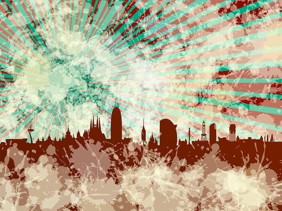 Red Barcelona skyline by Alberto RuiZ Red Barcelona skyline by Alberto RuiZ
