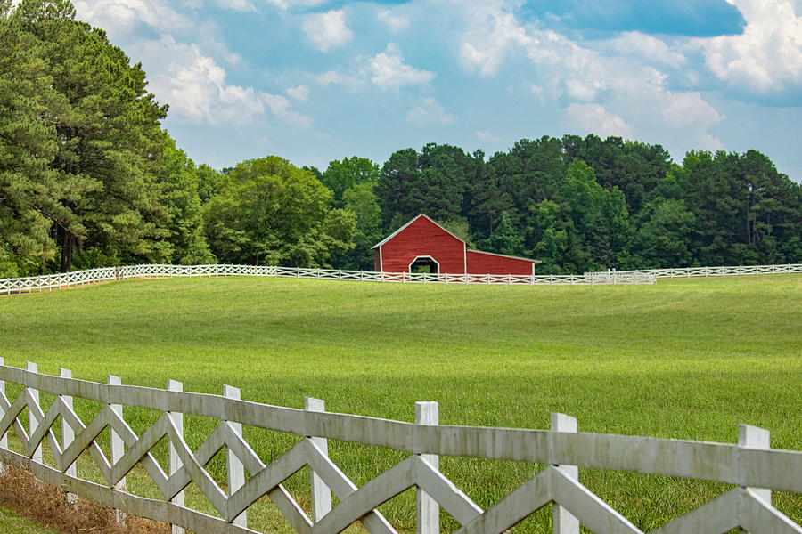 Red Barn and White Fence 2019-05 02 Photograph by Jim Dollar