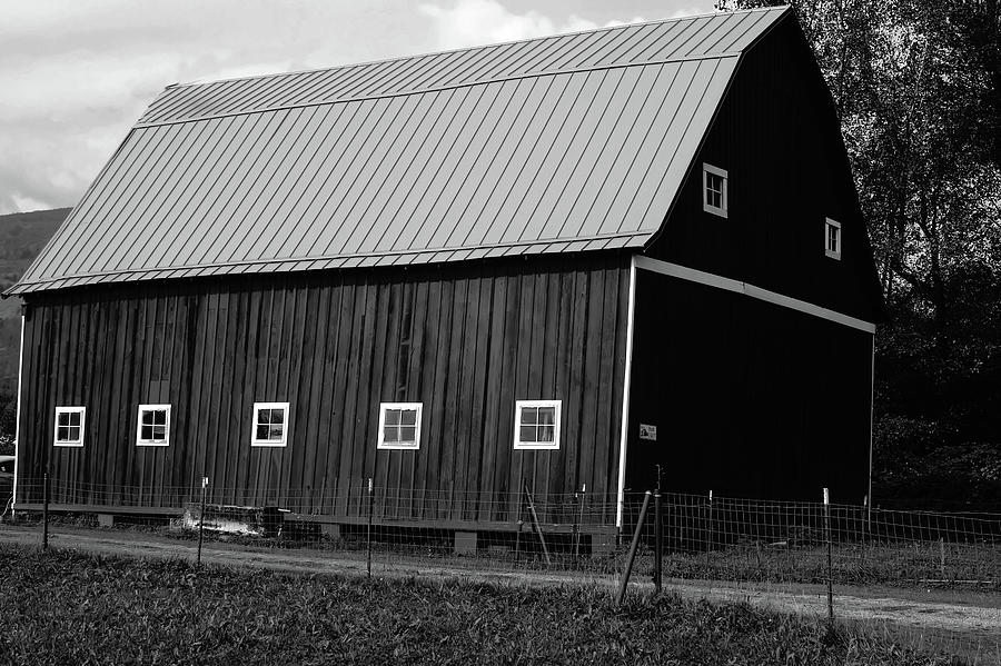 Red Barn Black and white Photograph by Cathy Anderson