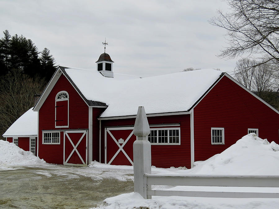 Red Barn in Vermont in Winter Photograph by Linda Stern
