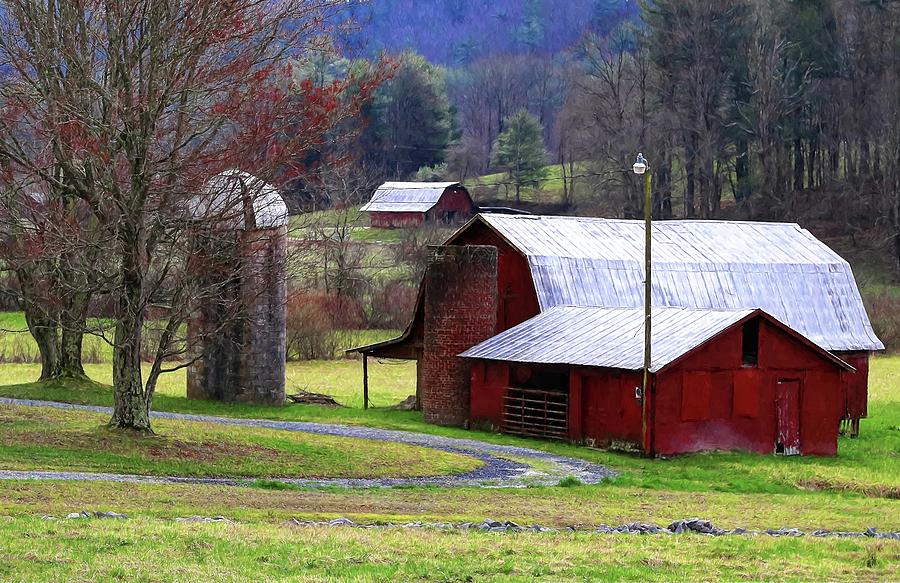 Red Barn In Winter Painting Photograph
