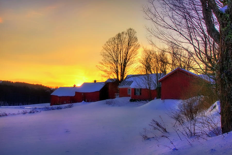 Red Barn in Winter - Vermont Photograph by Joann Vitali