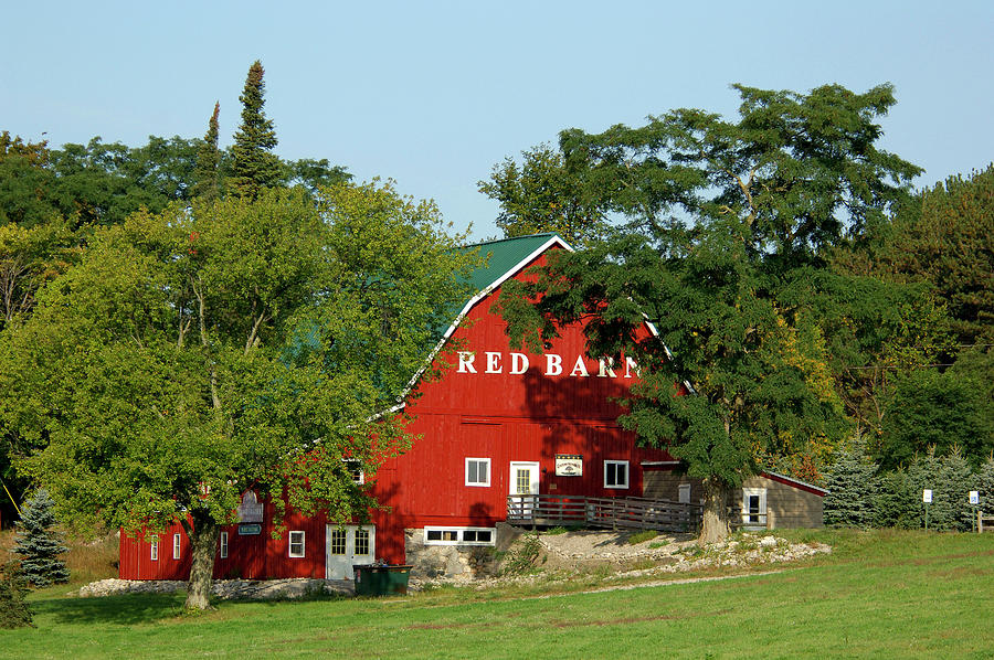 Red Barn, Near Empire, Michigan Digital Art by Heeb Photos