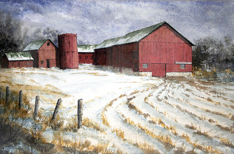 Red Barn on 49 Painting by Roger Rockefeller