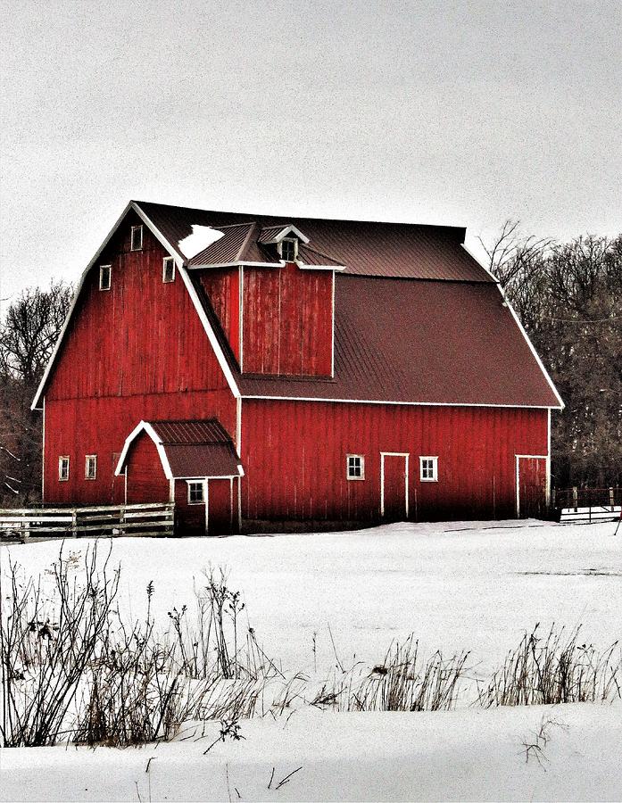 Red Barn on a Gray Day  Photograph by Lori Frisch