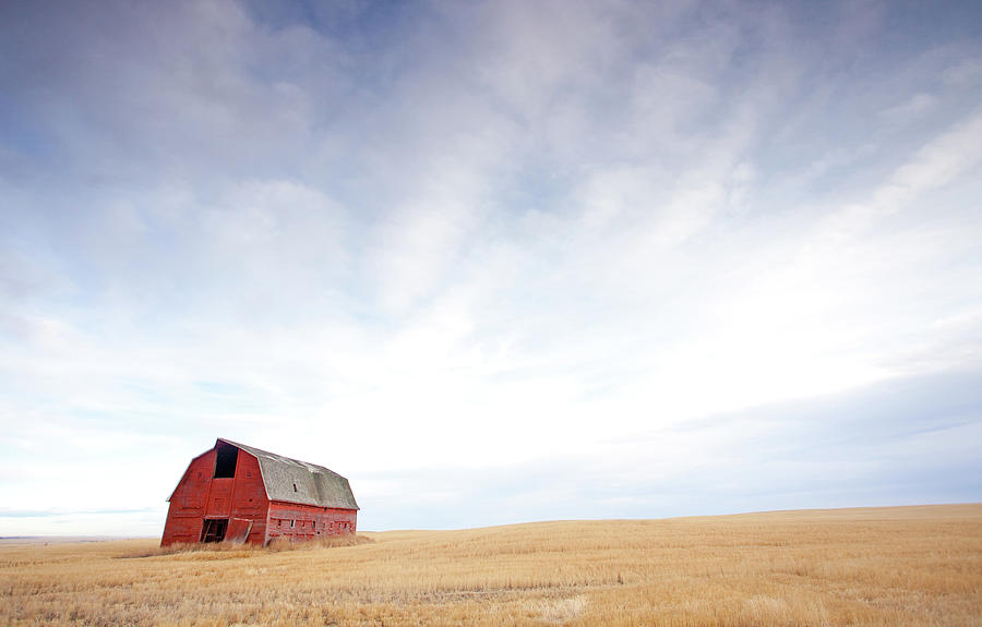 Red Barn On The Plains Photograph by Imaginegolf