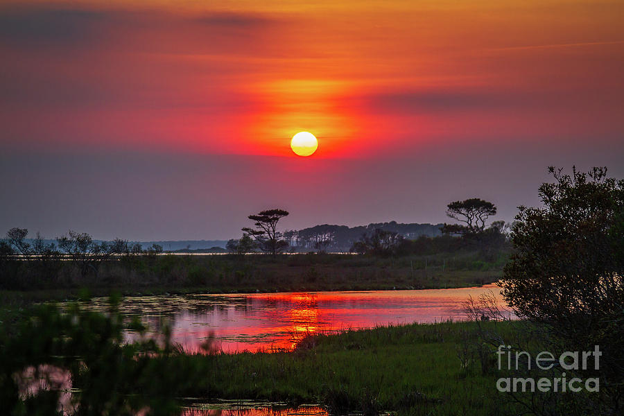 Red Bayside Sunset Photograph by Kathy Sherbert