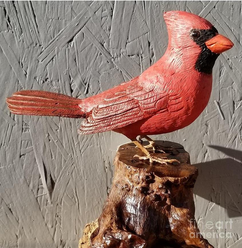 Red Bird Carving Sculpture by Don n Leonora Hand - Fine Art America