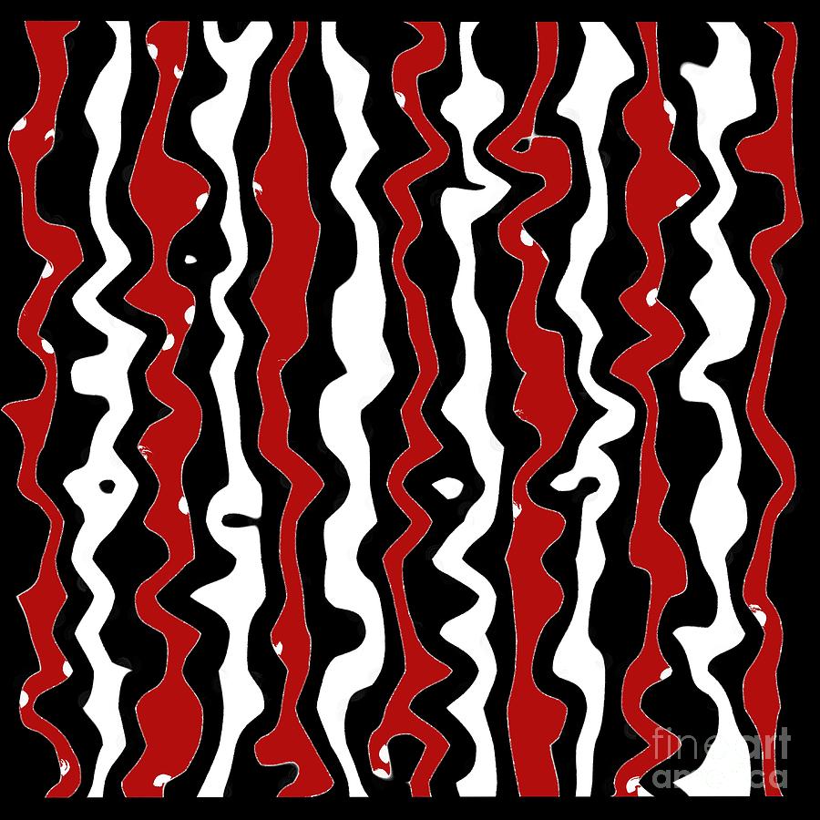 Red Black White Wavy Line by Delynn Addams for Your Home Decor Digital Art by Delynn Addams