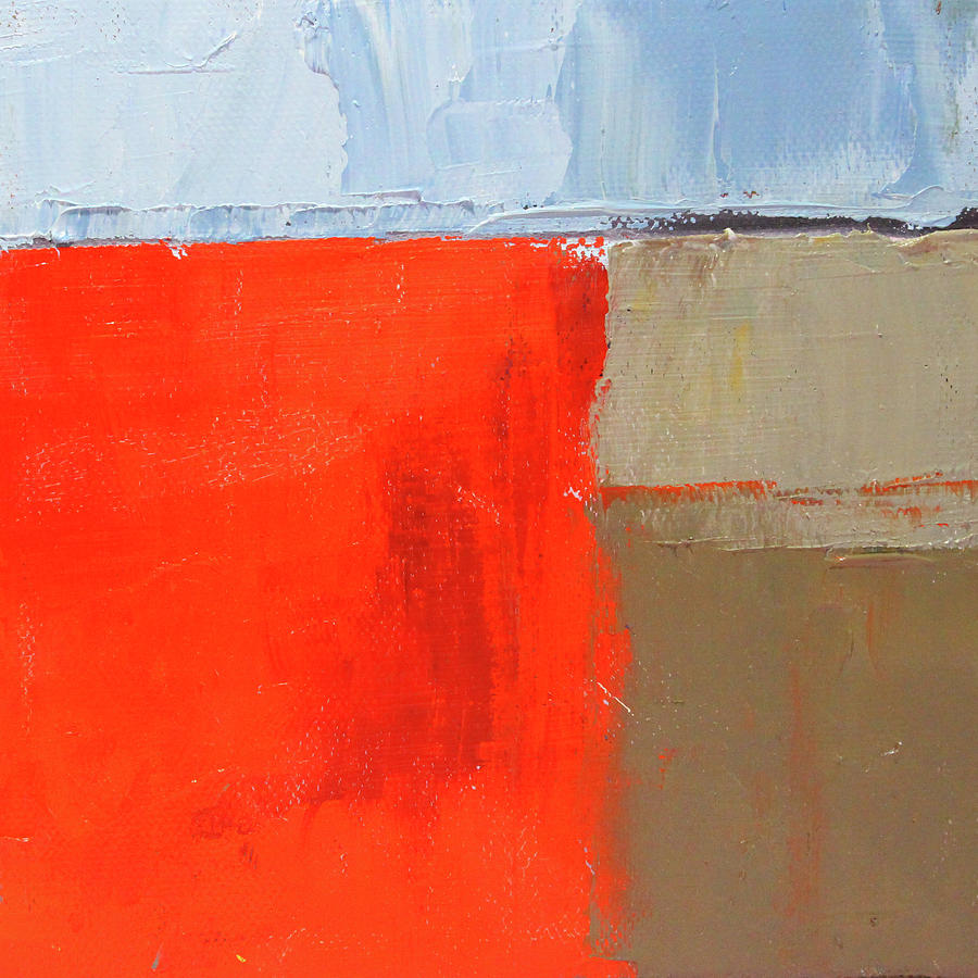 Red Block Abstract Painting by Nancy Merkle