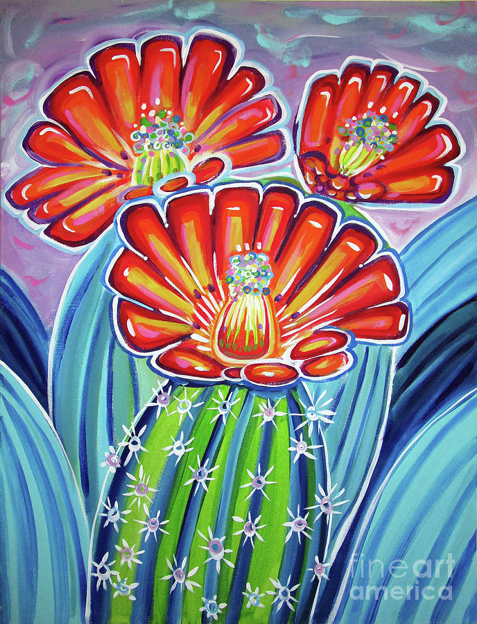 Red Bloom Trio Painting by Rachel Houseman