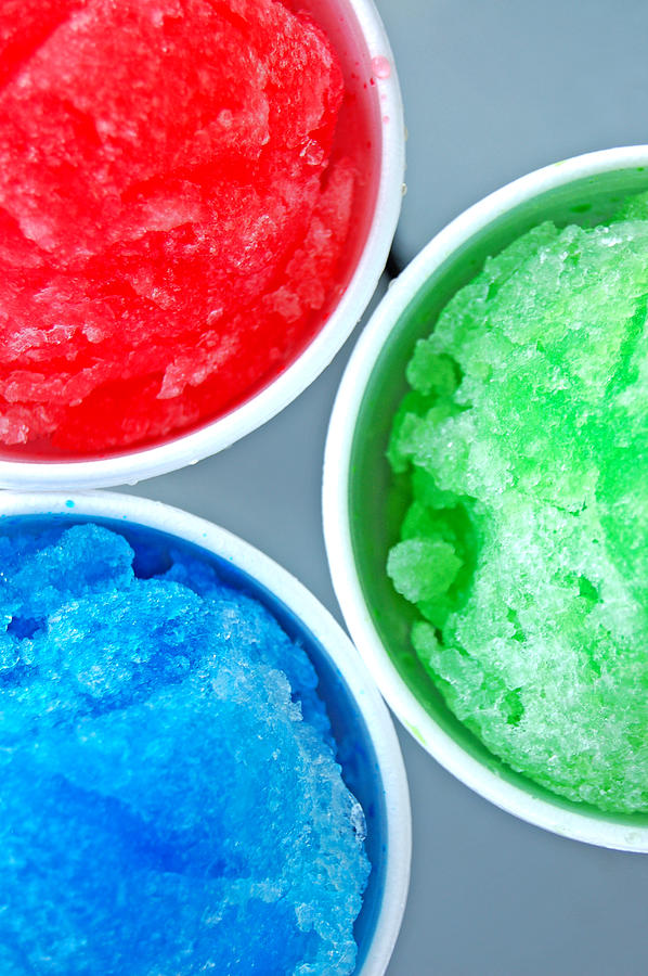 Red, Blue, And Green Snow Cones Photograph by Jay B Sauceda