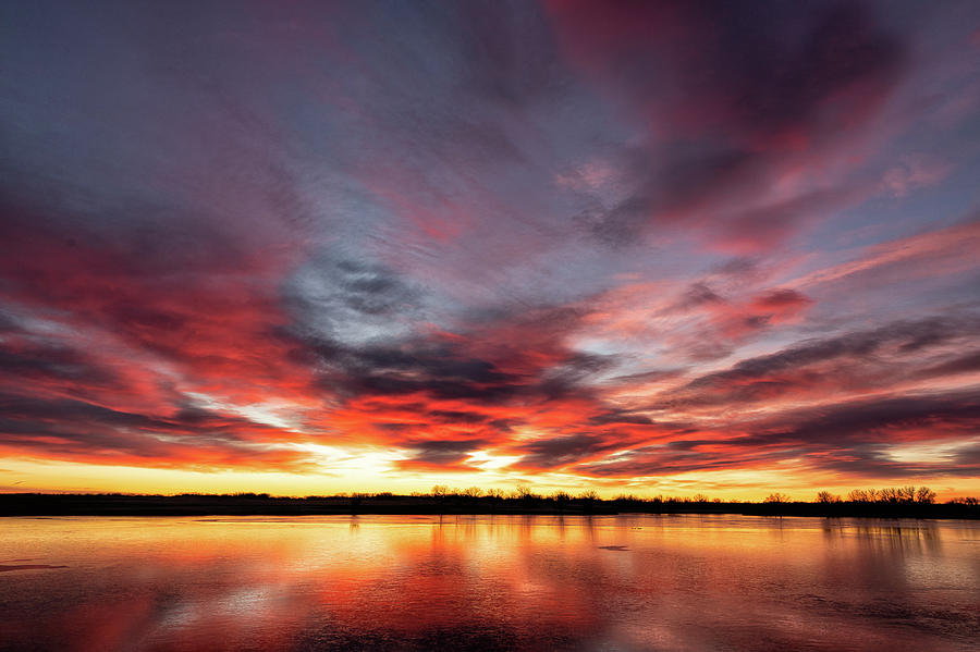 Red, Blue and Orange Sunrise in Colorado Photograph by Tony Hake