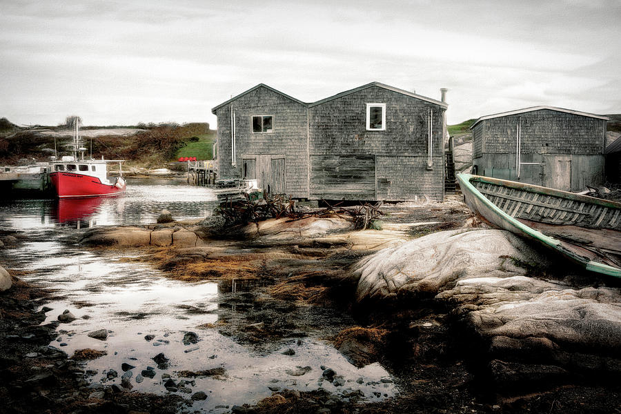 Red Boat in Nova Scotia Photograph by Deborah Penland