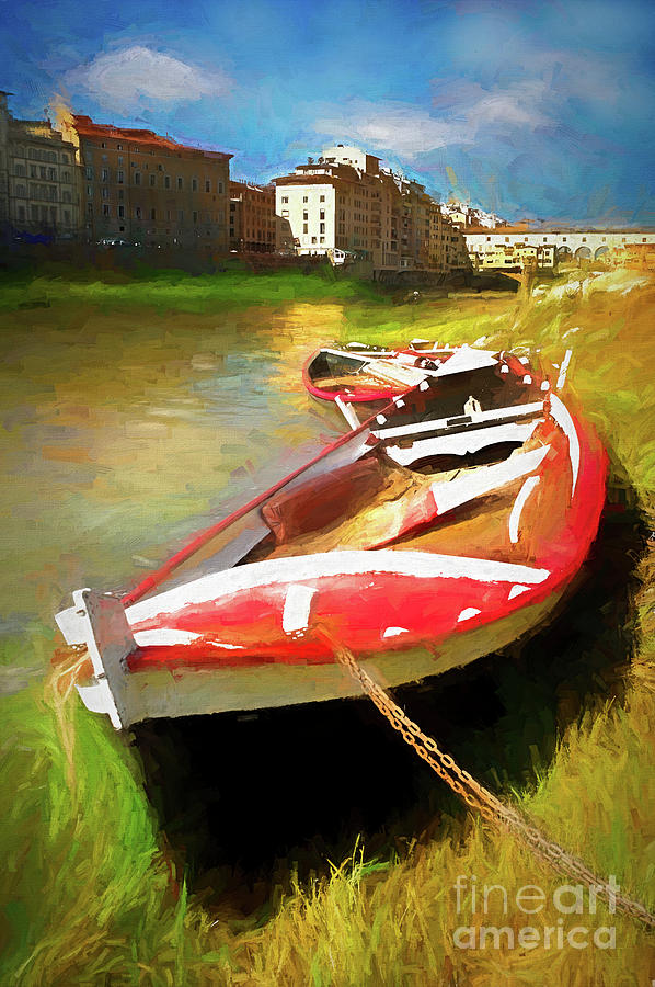 Red Boat On The Arno Photograph
