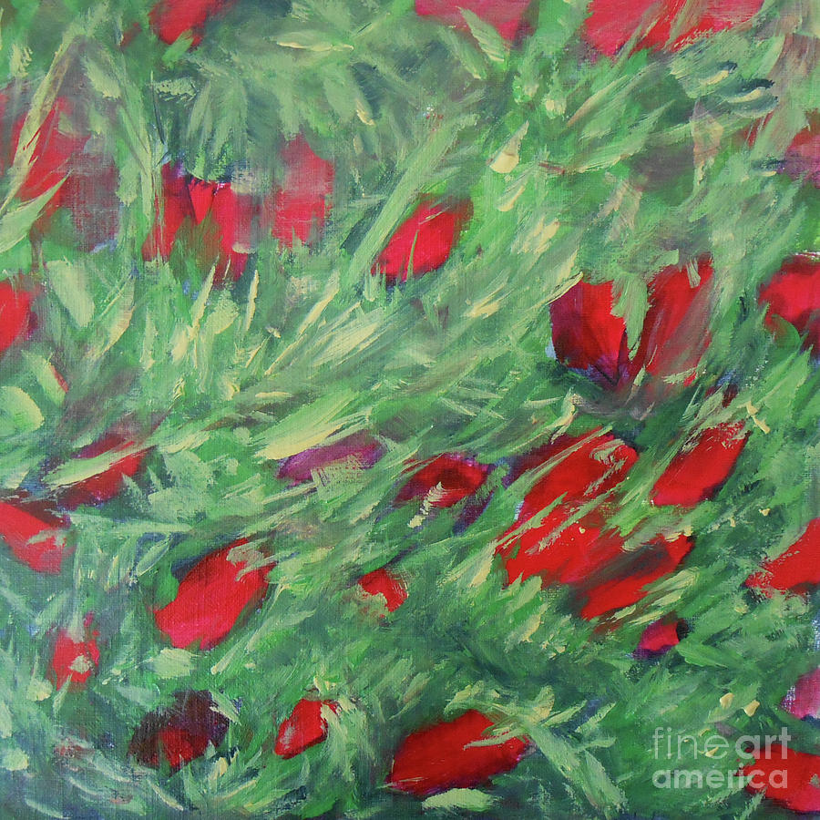 Red Bottlebrush Painting by Jane See