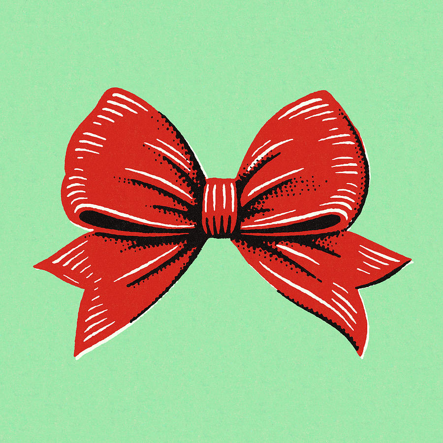 Vintage Drawing - Red Bow by CSA Images