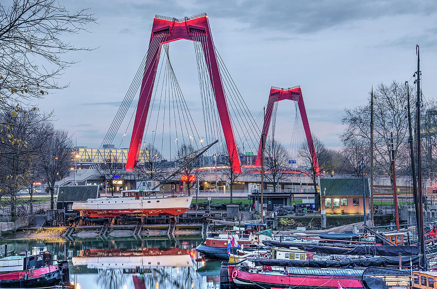 Red Bridge and Old Harbour Photograph by Frans Blok