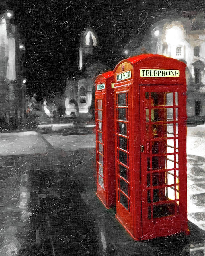 Unique Photograph - Red British Phone Box on the Streets of Edinburgh by Mark Tisdale