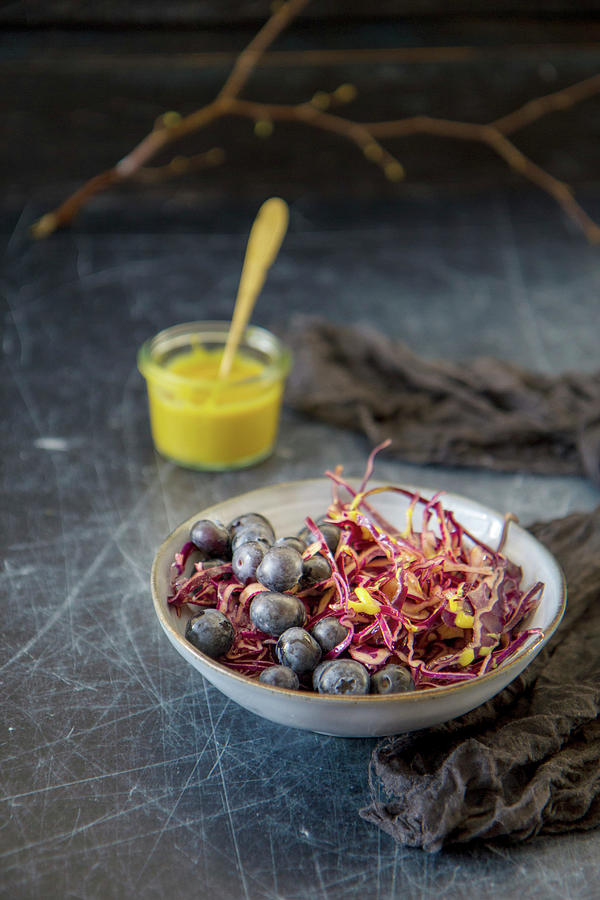 Red Cabbage Salad With Blueberries And An Orange-honey-mustard Dressing Photograph by Patricia Miceli