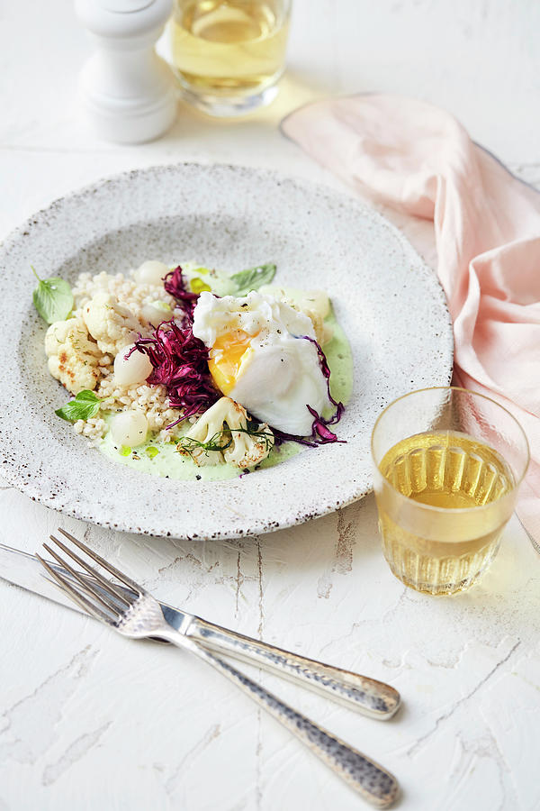 Red Cabbage With Poached Egg And Ricotta Dressing Photograph by Thorsten Suedfels / Stockfood Studios