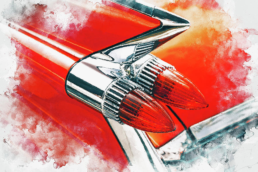 Red Cadillac - 02 Painting by AM FineArtPrints