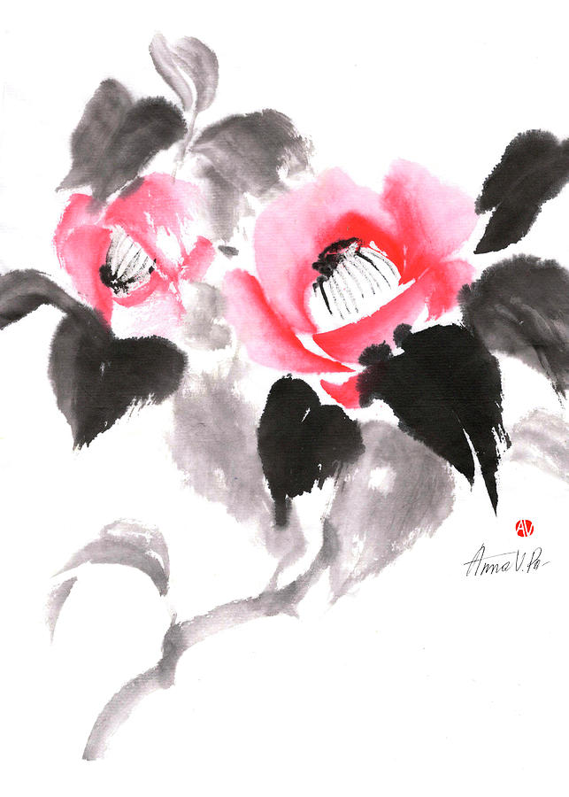 Red Camellias Painting by Anna Vladi - Pixels