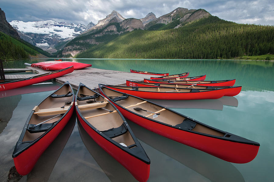 Photographing from a Canoe on Lake Louise, Canada 