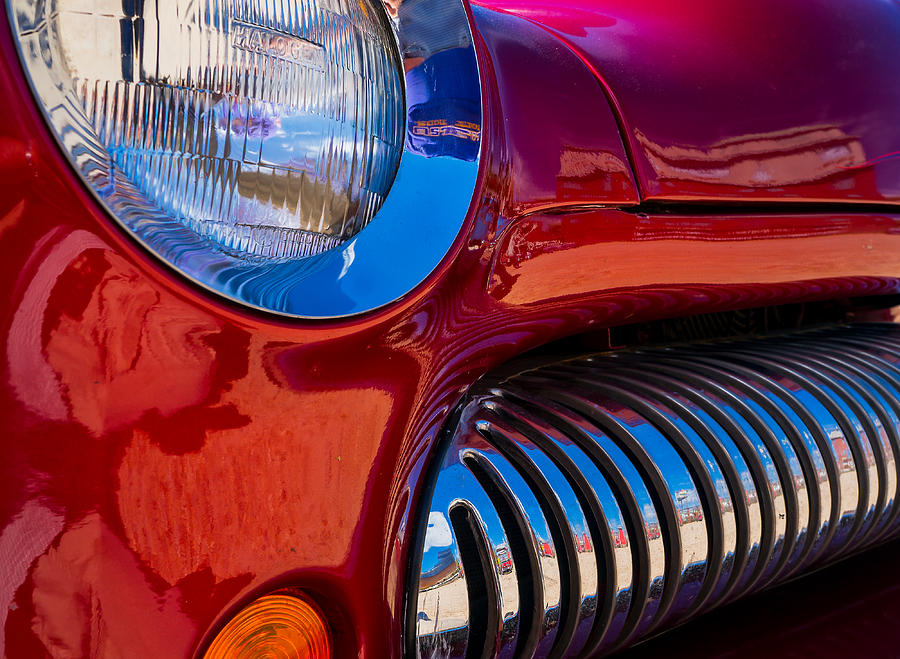 Red Car Chrome Grill Photograph by Tom Gresham
