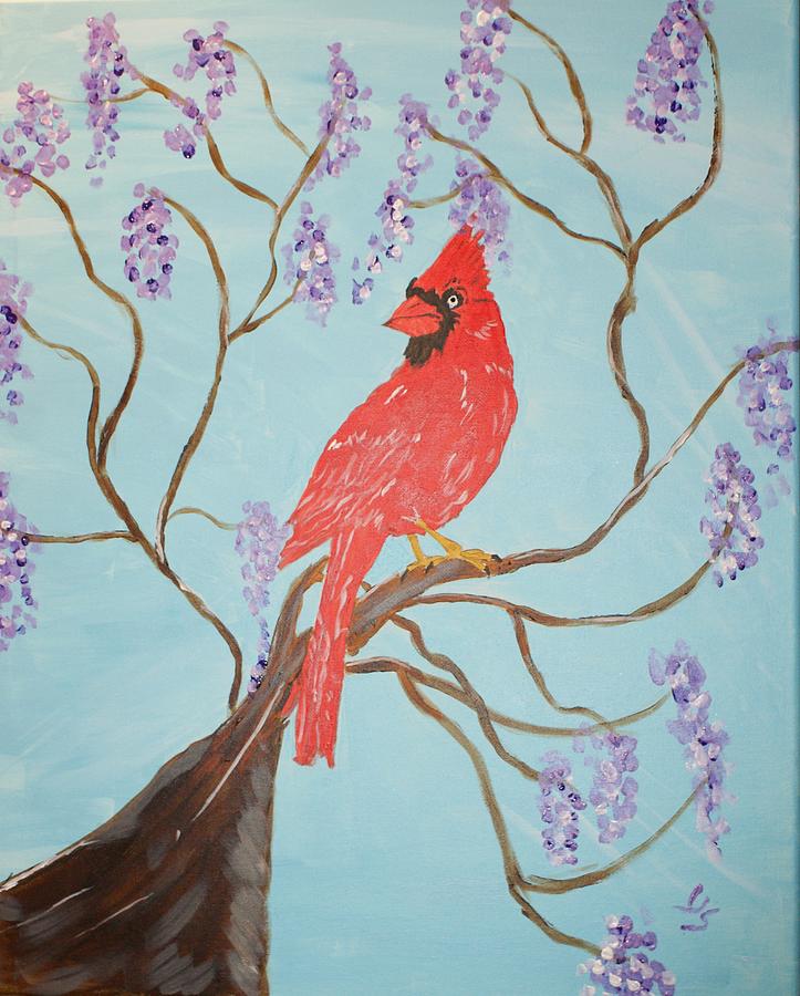 Red Cardinal Painting by Yvonne Sewell