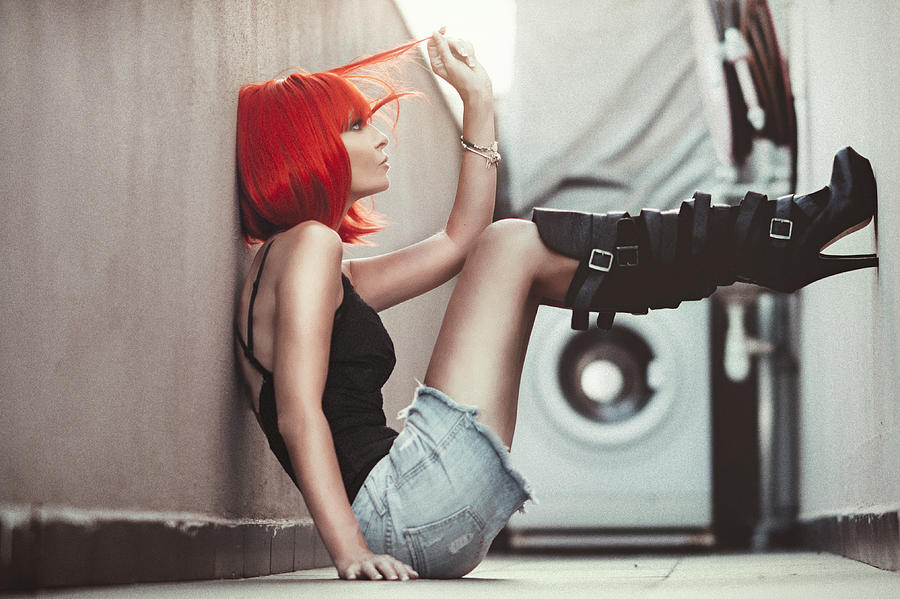 Boot Photograph - Red by Carmit Rozenzvig