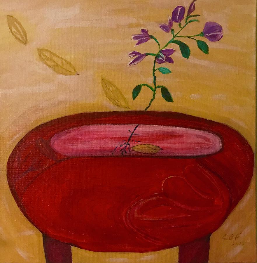 Red Vase Painting by Carol Daniel Faust