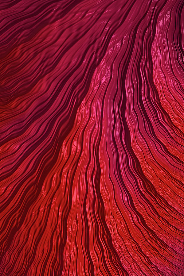 Abstract Digital Art - Red Cascade by Steve Purnell
