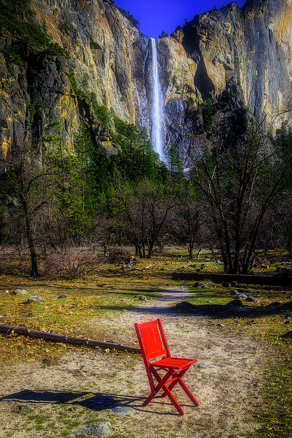 Red Chair At Bridalveil Fall Photograph by Garry Gay