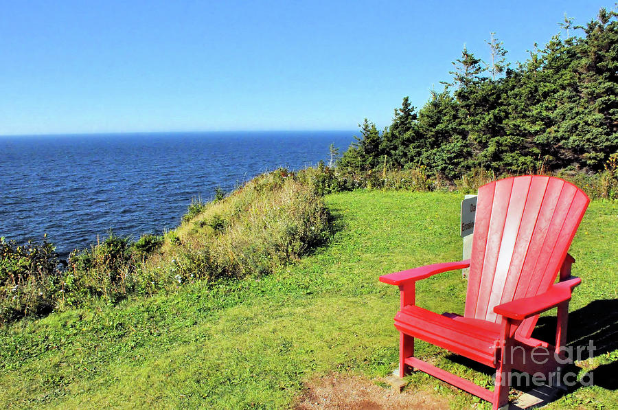 Red Chair by the Ocean Photograph by Elaine Manley