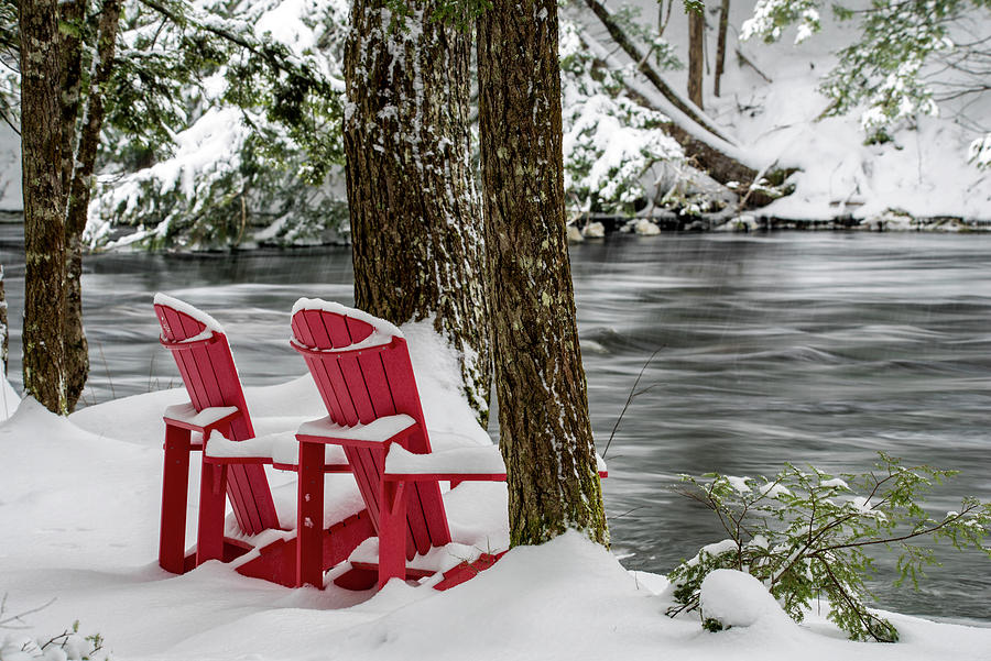 Red Chairs And The Mersey River Photograph by Scott Leslie